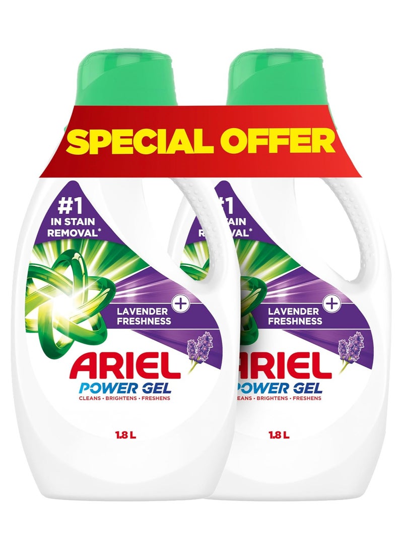 Ariel Lavender Laundry Detergent Liquid Gel, Dual Pack (2x1.8L)