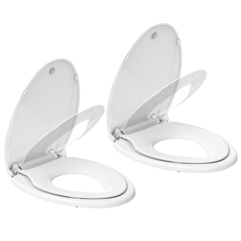 homfan Toilet Seat, Elongated Toilet Seat with Toddler Seat Built in, Potty Training Toilet Seat Elongated Fits Both Adult and Child, with Slow Close and Magnets- Elongated 2 Packs - Image 1