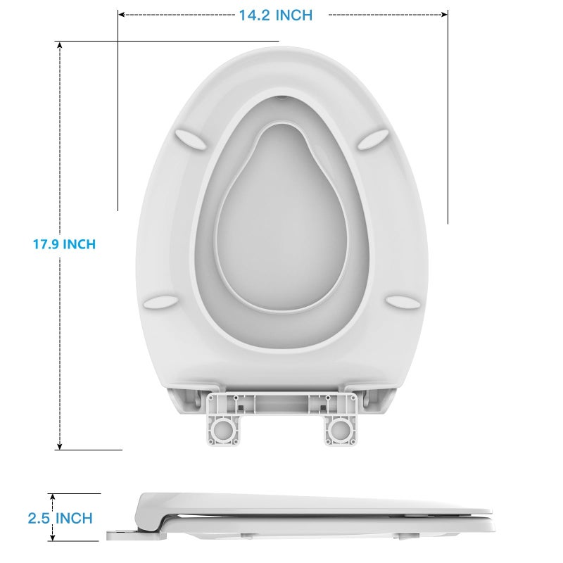 homfan Toilet Seat, Elongated Toilet Seat with Toddler Seat Built in, Potty Training Toilet Seat Elongated Fits Both Adult and Child, with Slow Close and Magnets- Elongated 2 Packs - Image 5