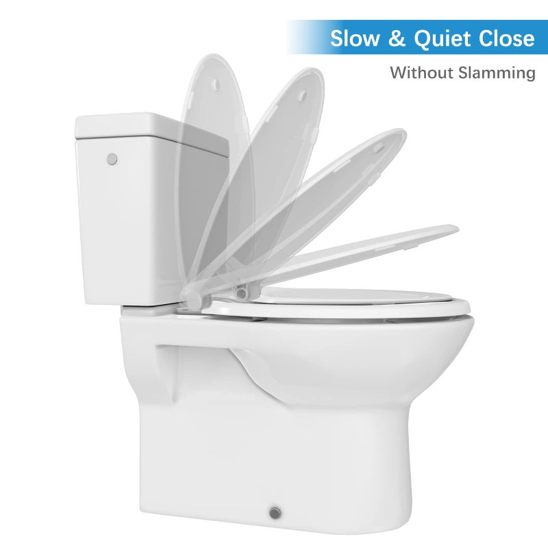 homfan Toilet Seat, Elongated Toilet Seat with Toddler Seat Built in, Potty Training Toilet Seat Elongated Fits Both Adult and Child, with Slow Close and Magnets- Elongated 2 Packs - Image 2
