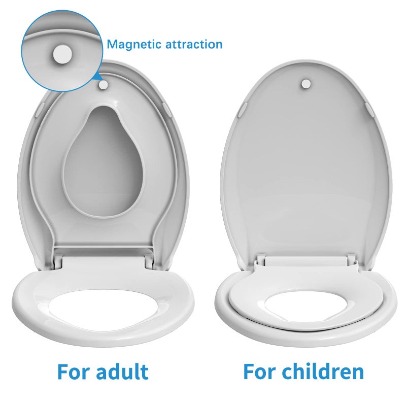 homfan Toilet Seat, Elongated Toilet Seat with Toddler Seat Built in, Potty Training Toilet Seat Elongated Fits Both Adult and Child, with Slow Close and Magnets- Elongated 2 Packs - Image 4