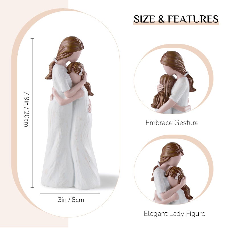 Storieme Mother Daughter Figurines Gift: Hand-Painted Mother Embracing Daughter Resin Figurines Sculpture - Heartfelt Gift for Moms on Mother's Day Birthday Christmas - Image 3