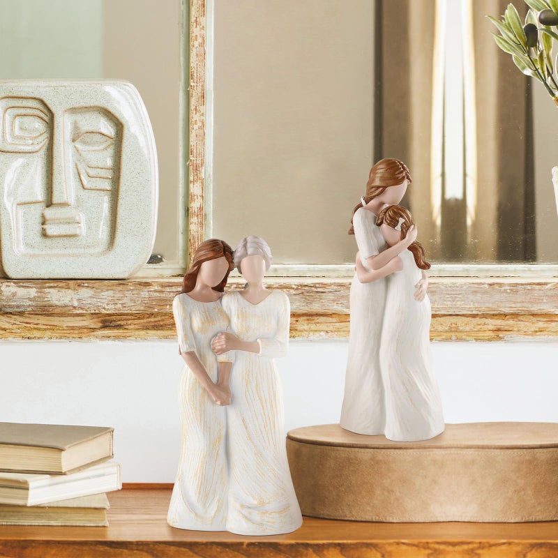 Storieme Mother Daughter Figurines Gift: Hand-Painted Mother Embracing Daughter Resin Figurines Sculpture - Heartfelt Gift for Moms on Mother's Day Birthday Christmas - Image 5