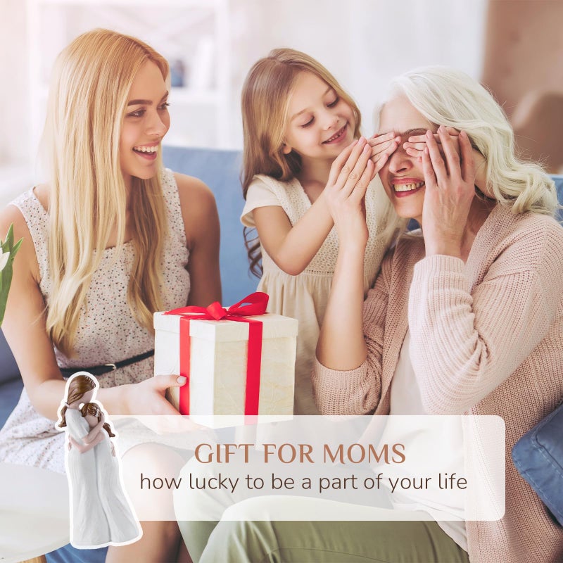 Storieme Mother Daughter Figurines Gift: Hand-Painted Mother Embracing Daughter Resin Figurines Sculpture - Heartfelt Gift for Moms on Mother's Day Birthday Christmas - Image 2