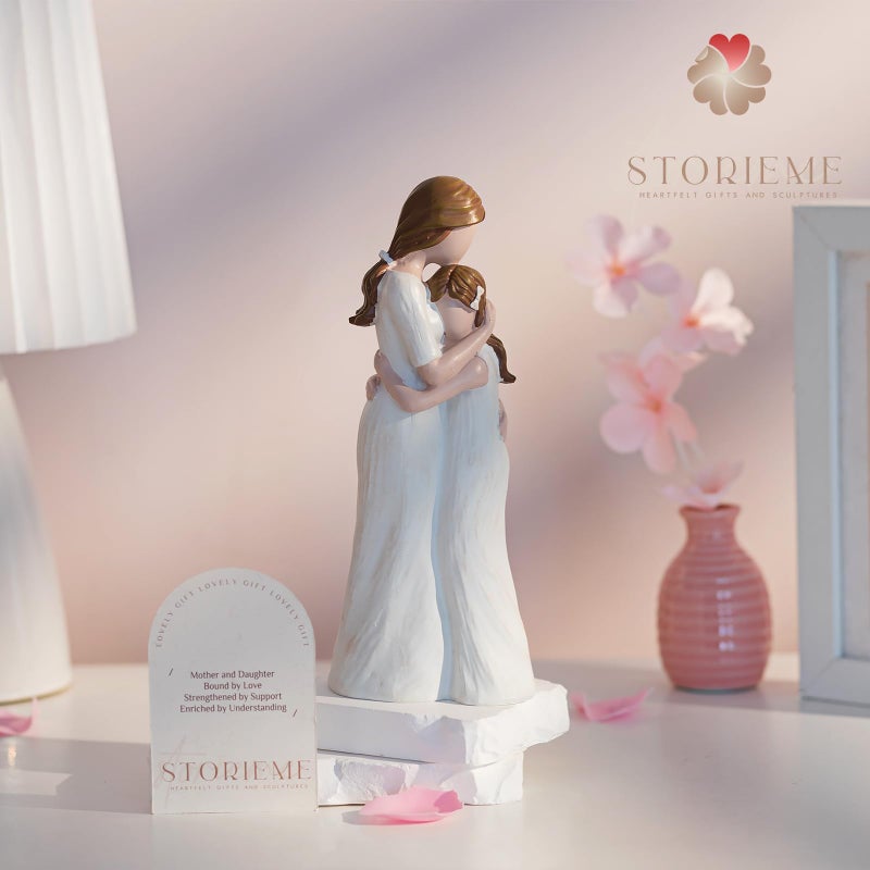 Storieme Mother Daughter Figurines Gift: Hand-Painted Mother Embracing Daughter Resin Figurines Sculpture - Heartfelt Gift for Moms on Mother's Day Birthday Christmas - Image 4