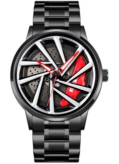 SKMEI SKMEI Men's Sports Watch 3D Hollow Wheel Design Stainless Steel Watch Waterproof Car Wheel Rolling Spinning Dial Watch 1990C  - Image 1