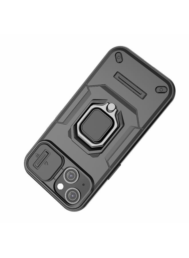 اس-توب جراب لهاتف iPhone 15 منزلق مزود بدرع حماية من مادة TPU + PC جراب هاتف مقاوم للصدمات مع حامل - Image 4