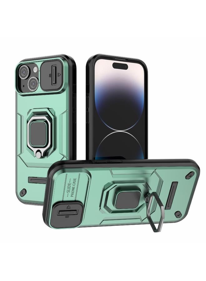 اس-توب جراب لهاتف iPhone 15 منزلق مزود بدرع حماية من مادة TPU + PC جراب هاتف مقاوم للصدمات مع حامل - Image 1