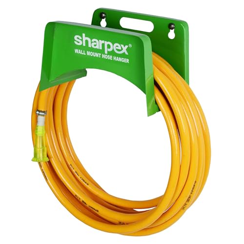 Sharpex DIY Hose Hanger for Garden Pipe - Garden Pipe Holder Wall Mounted for Garden, Hotel, Backyard and Outdoor - Heavy Duty Metal Portable Irrigation Hose Pipe Holder Only (Green) - Image 1