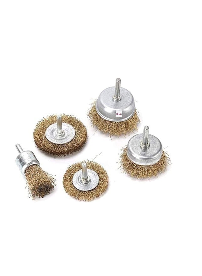 ABBASALI Set of 5 Wire Wheel and Cup Brush Set for Drill Attachments  - Image 1