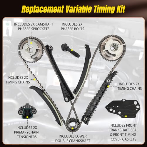 Htostar Racing Timing Chain Kit Camshaft Drive Phaser Repair Kit Compatible With Ford Expedition, F-150, F-250, F-350 Super Duty, Lincoln Mark LT, Navigator 5.4L 3V Valve Triton 2004-2013 Replace 3R2Z-6A257-DA - Image 2