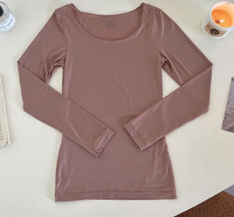 Versatile Acid Bathing Skin High Elasticity Seamless Thin Heat Self-Generating Slimming Autumn Suit Long Sleeve Warm Thermal Und Green top  - Image 5