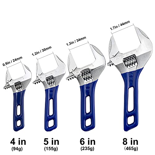 Ainuosen Wide Opening Stubby Adjustable Wrench Spanner with Short Handle 4 inch Chrome Vanadium Steel Forged - Image 2