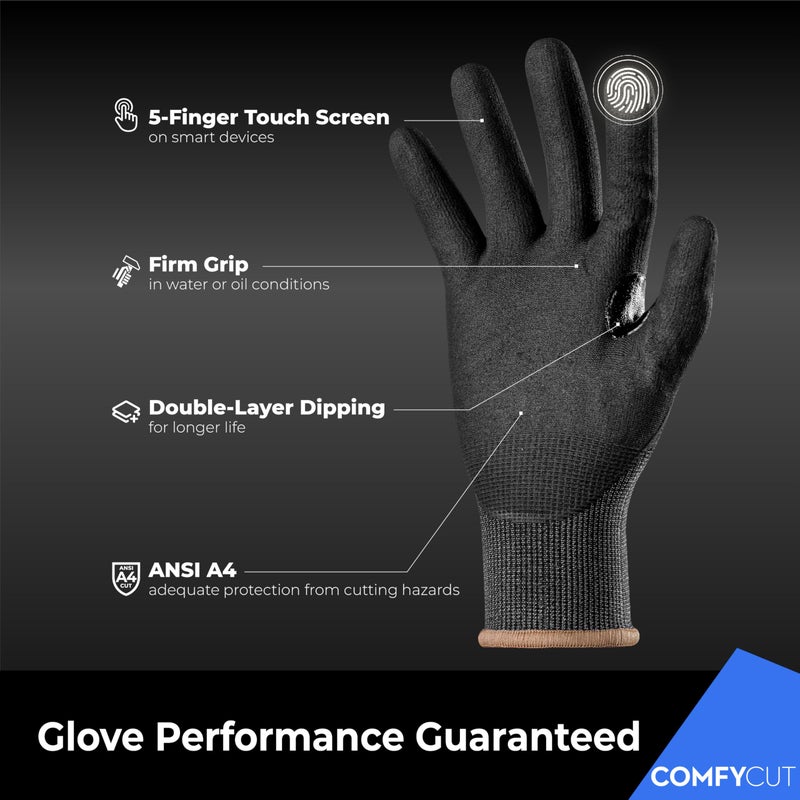 toolant A4 Cut Resistant Work Gloves with Grip, Ultra Thin Safety Glove for Fishing, WoodCarving, Gardening, 1 Pair, Large - Image 4