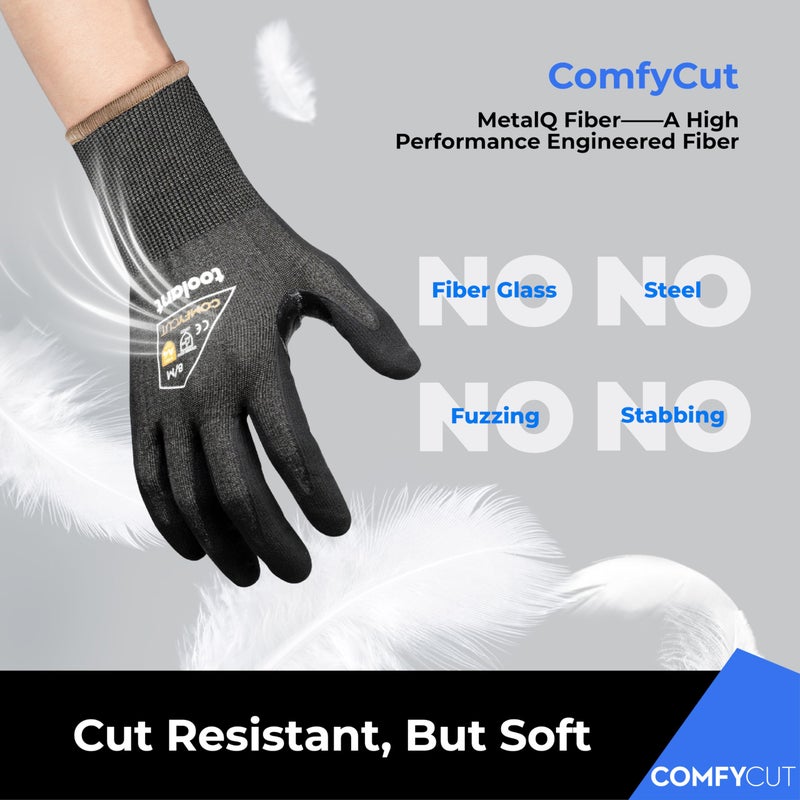 toolant A4 Cut Resistant Work Gloves with Grip, Ultra Thin Safety Glove for Fishing, WoodCarving, Gardening, 1 Pair, Large - Image 3