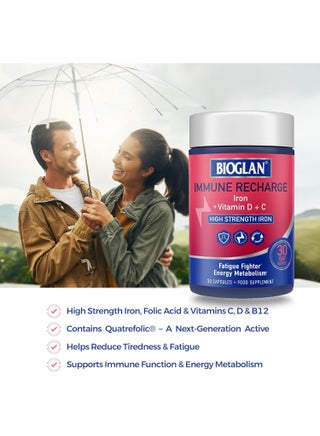 Immune Recharge Iron Supplement, High Strength with Vitamins D & C, Energy Support, 30 Capsules - view 2