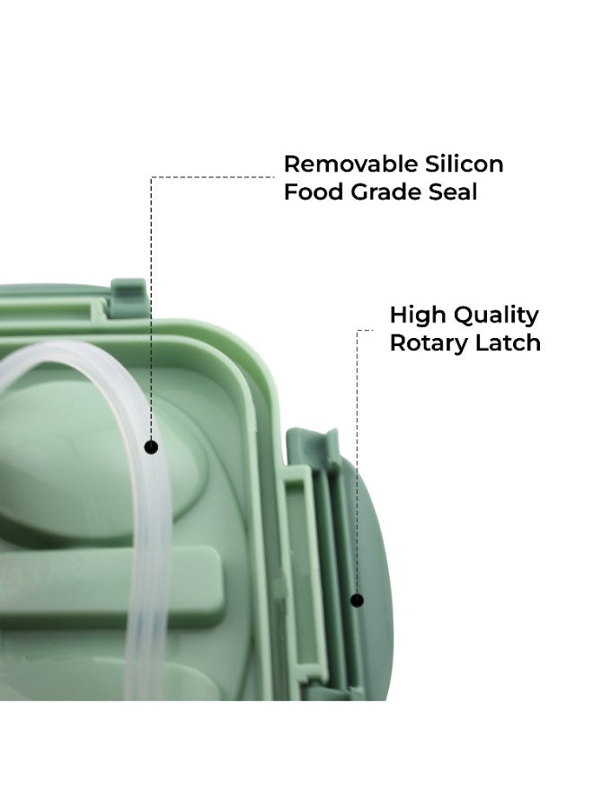CRAVISTA Stainless Steel Bento Box for Adults and Kids – 1200ML Leakproof Bento Lunch Box with Cutlery Set – BPA Free Lunchbox Tiffin for Office and School (Green) - Image 4