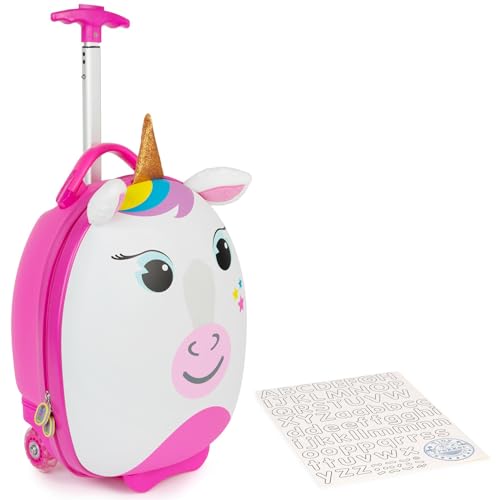 boppi Tiny Trekker Kids Luggage Travel Suitcase Carry On Cabin Bag Holiday Pull Along Trolley Lighweight Wheeled Holdall 17 Litre Hand Case American Airlines Underseat Compliant - Unicorn - Image 1