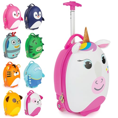 boppi Tiny Trekker Kids Luggage Travel Suitcase Carry On Cabin Bag Holiday Pull Along Trolley Lighweight Wheeled Holdall 17 Litre Hand Case American Airlines Underseat Compliant - Unicorn - Image 4