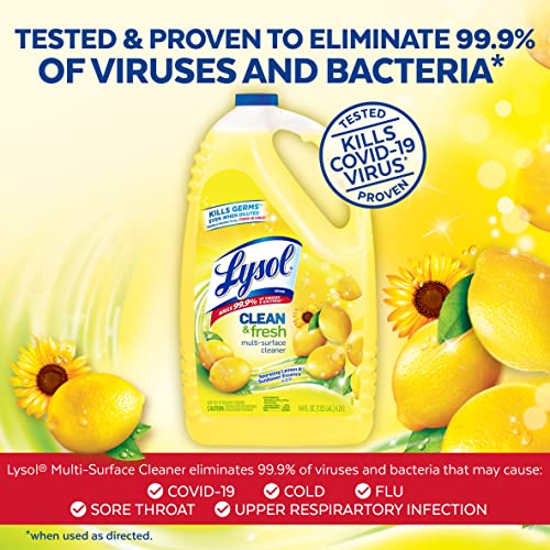Lysol Multi-Surface Cleaner, Sanitizing and Disinfecting Pour, To Clean and Deodorize, Sparkling Lemon & Sunflower Essence, 144 Fl Oz - Image 2