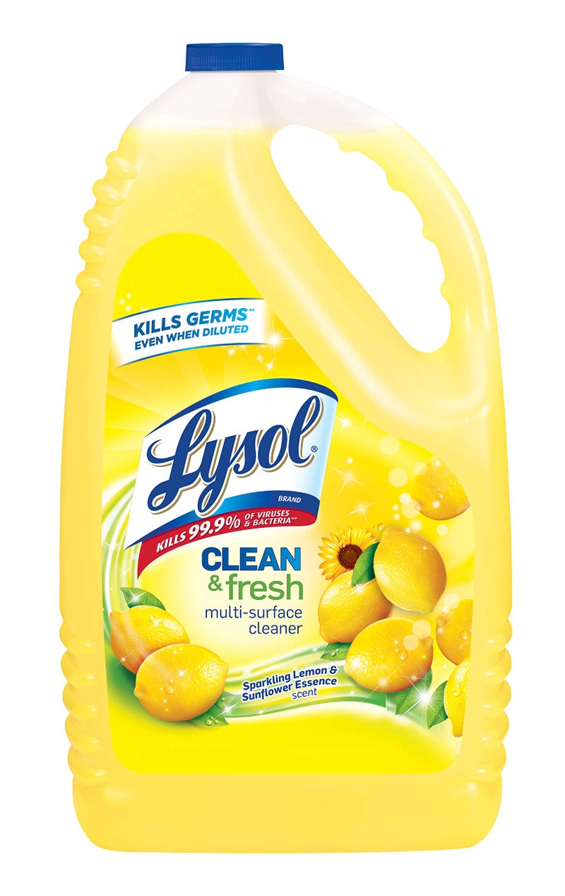 Lysol Multi-Surface Cleaner, Sanitizing and Disinfecting Pour, To Clean and Deodorize, Sparkling Lemon & Sunflower Essence, 144 Fl Oz - Image 1