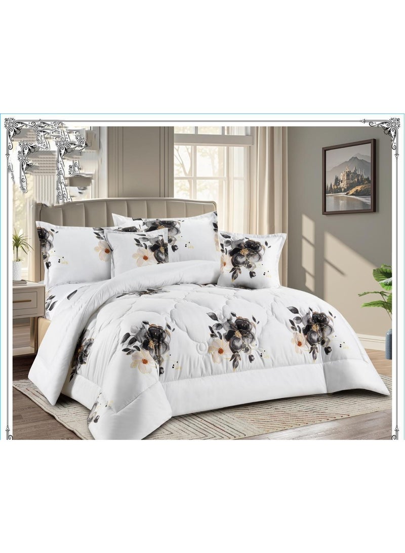 Sukoon double bedsheet set, floral pattern, 6 pieces - Image 1