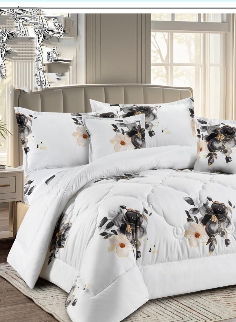Sukoon double bedsheet set, floral pattern, 6 pieces - Image 2