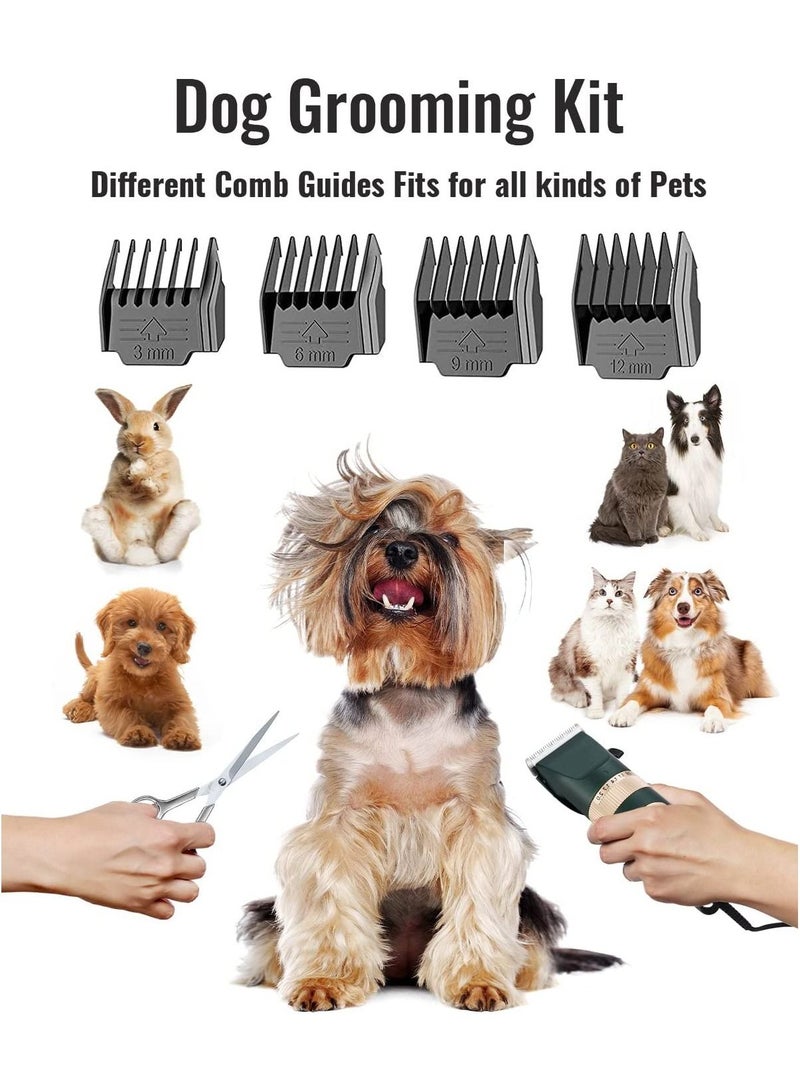 general Professional Pet Hair Clipper Set ,  2 in 1 Cordless 3-Speed Dog Clippers Dog Grooming Kit with Led Display Green/Gold - Image 4