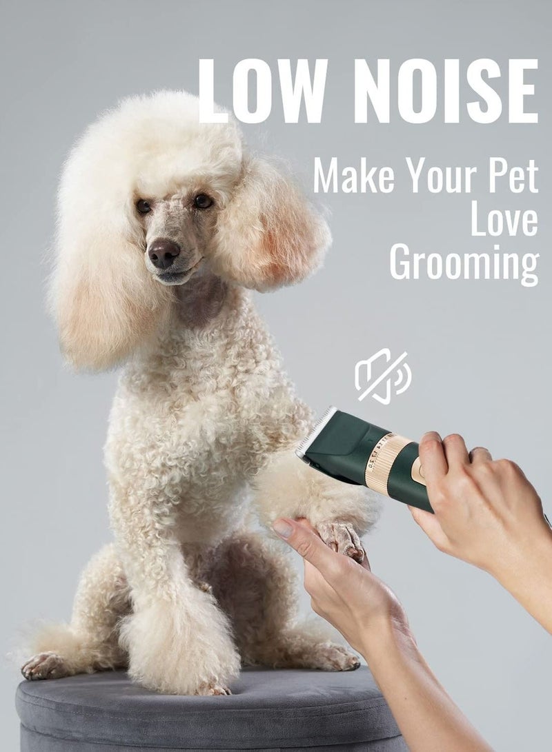 general Professional Pet Hair Clipper Set ,  2 in 1 Cordless 3-Speed Dog Clippers Dog Grooming Kit with Led Display Green/Gold - Image 2