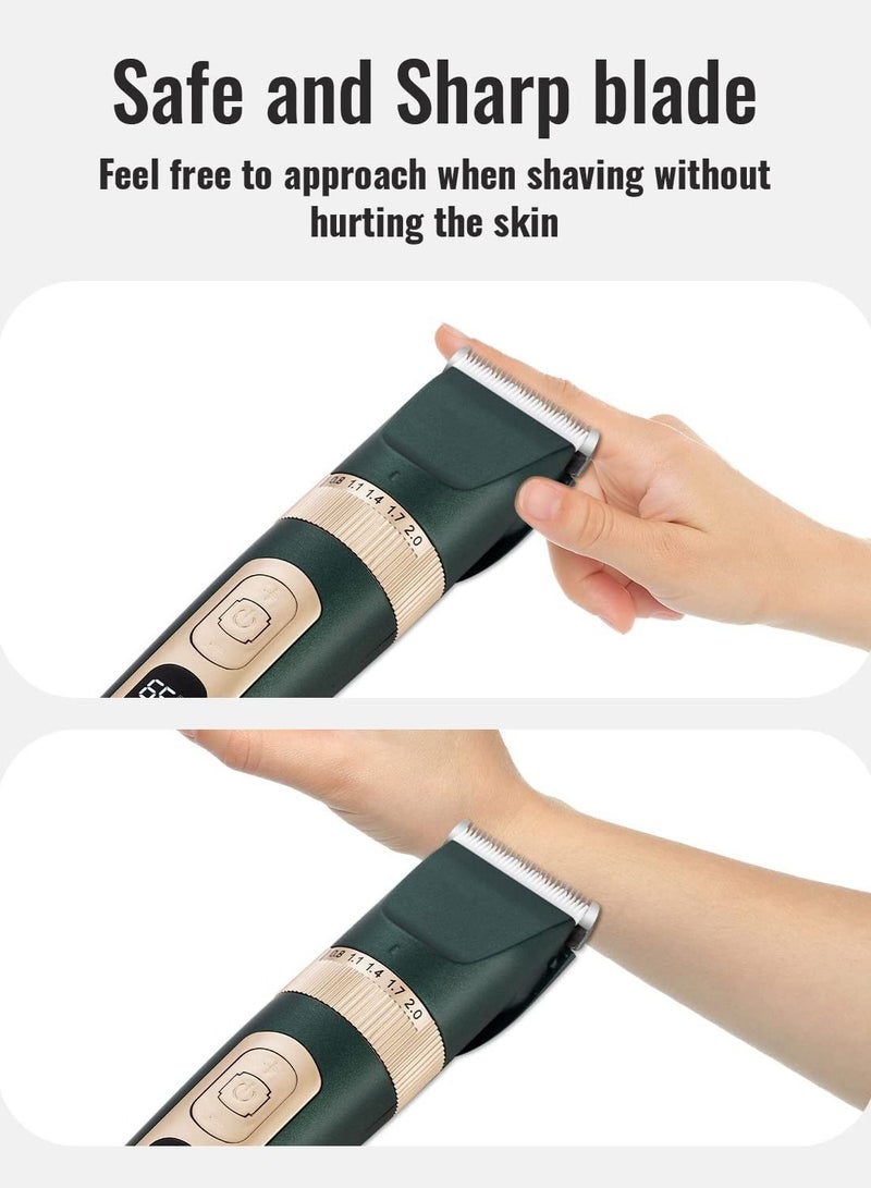 general Professional Pet Hair Clipper Set ,  2 in 1 Cordless 3-Speed Dog Clippers Dog Grooming Kit with Led Display Green/Gold - Image 3