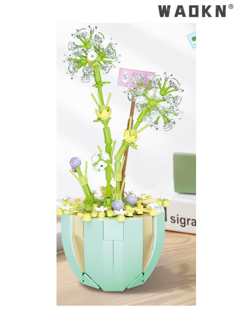 WAOKN Artificial Flower Bouquet Building Blocks Kit Mini Flower Building Blocks Set, bonsai, flowers, craft set, potted plants,Flower Building Set Unique Creative Gift for Friends and Families  - Image 1