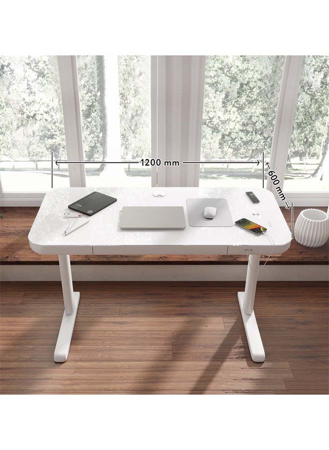 SkyLand Electric Height Adjustable Standing Desk - Ergonomic Sit-Stand Desk with Drawer, Wireless Charging, USB & Type-C Ports, Cable Management - White Home Office Workstation  - Image 2