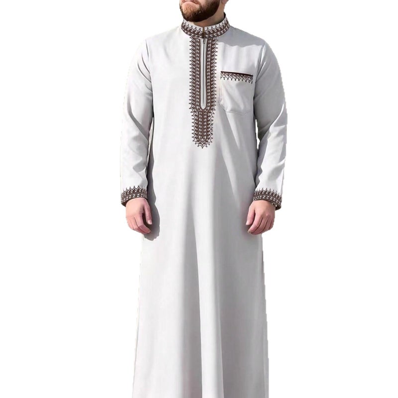 Men's Embroidered Kandora with Hood and Zip - Image 5