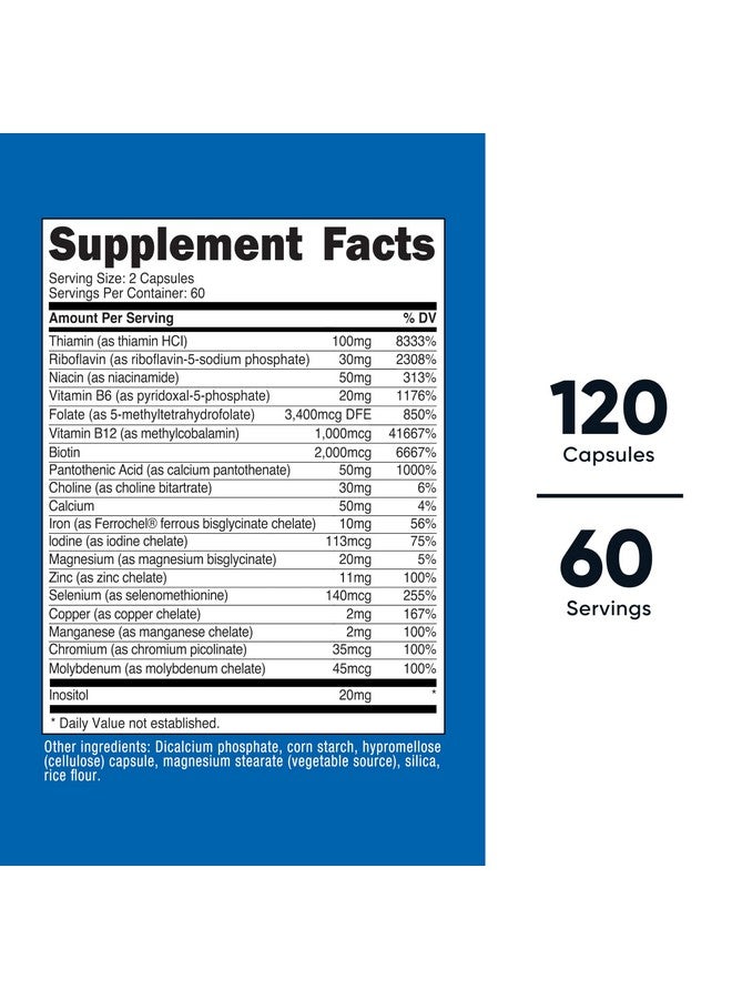 Nutricost Methylated Vitamin B Complex 120 Capsules - (60 Servings) Gluten-Free - Image 2