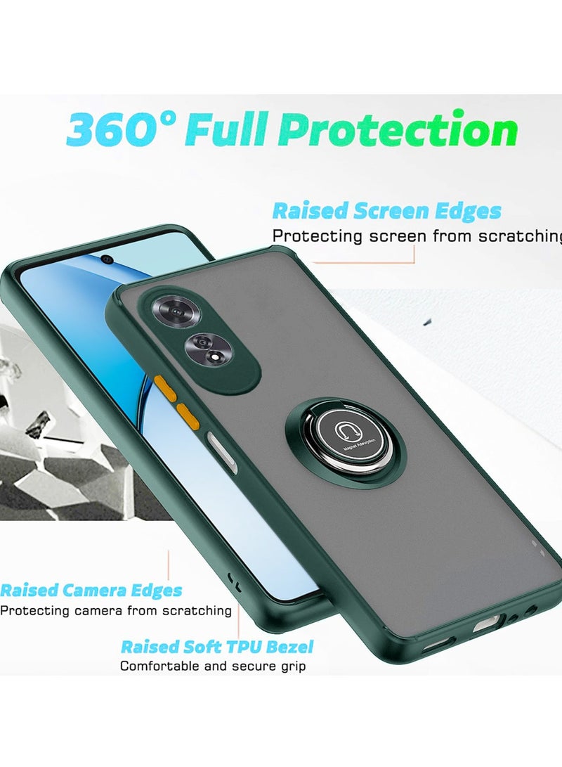 Wtech Finger Grip Magnetic Hold Kickstand Ring Finger with Built-in Iron Case Cover For Oppo A60 4G 2024 Dark Green - Image 2