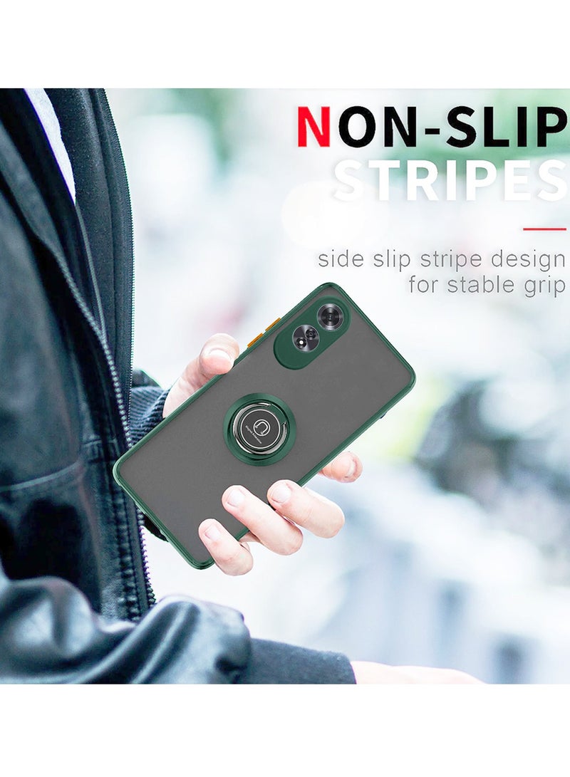 Wtech Finger Grip Magnetic Hold Kickstand Ring Finger with Built-in Iron Case Cover For Oppo A60 4G 2024 Dark Green - Image 3