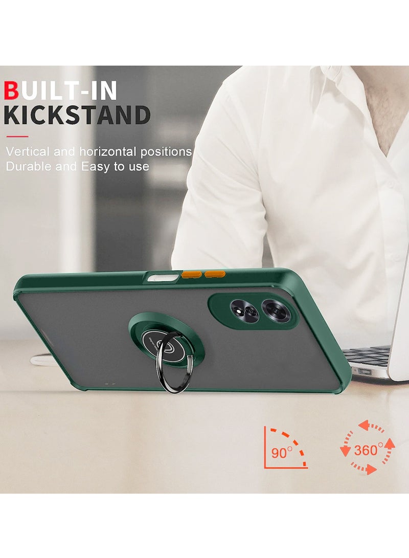 Wtech Finger Grip Magnetic Hold Kickstand Ring Finger with Built-in Iron Case Cover For Oppo A60 4G 2024 Dark Green - Image 4