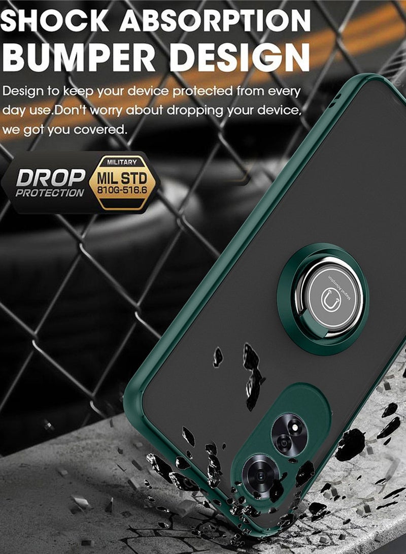 Wtech Finger Grip Magnetic Hold Kickstand Ring Finger with Built-in Iron Case Cover For Oppo A60 4G 2024 Dark Green - Image 5