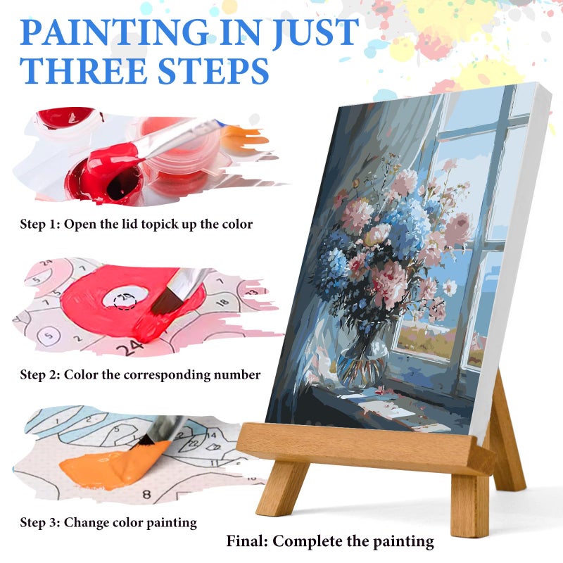PRASIO Paint by Numbers Kit for Adults Beginner, Flowers Adult Paint by Number Kits on Canvas, DIY Acrylic Watercolor Oil Paint by Number for Adults for Home Decor Gift 16x20 Inch - Image 4