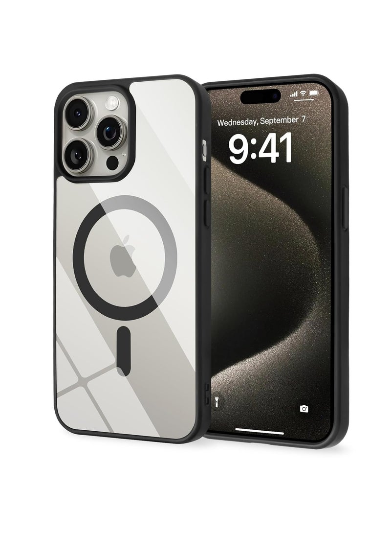 ATECH Protective Shockproof Ultra Slim Bumper Designed Magnetic MagSafe Case Cover For Apple iPhone 15 Pro Black - Image 1