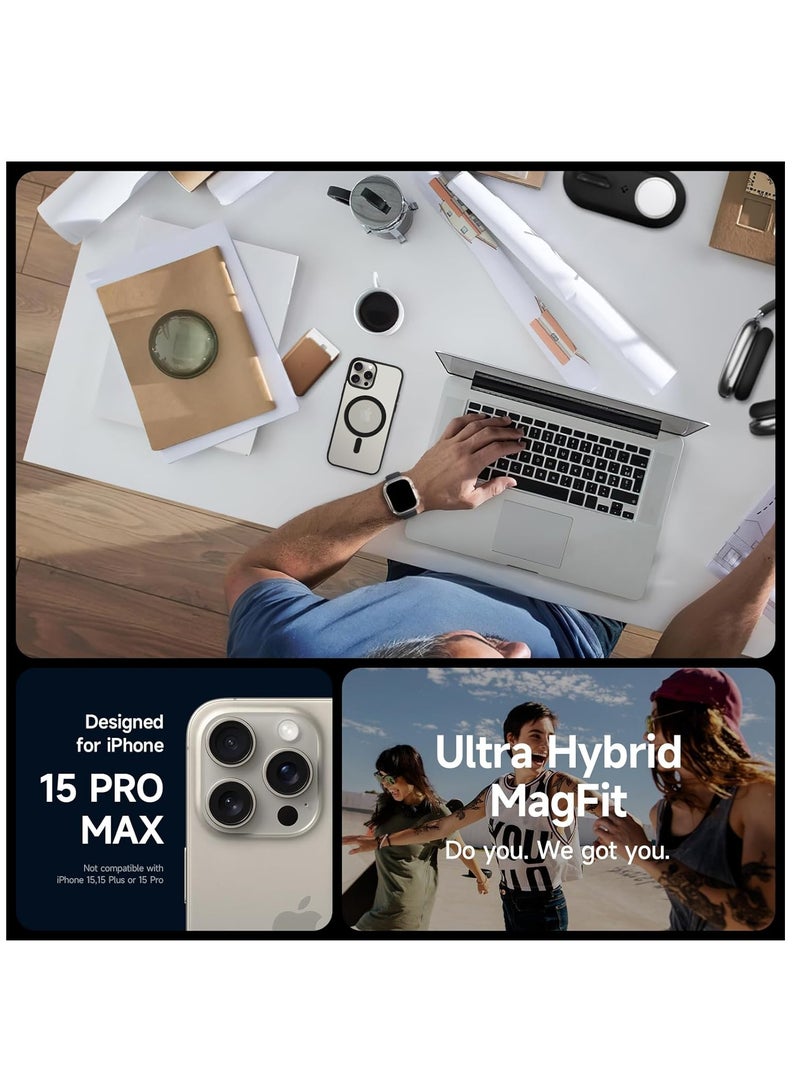 ATECH Protective Shockproof Ultra Slim Bumper Designed Magnetic MagSafe Case Cover For Apple iPhone 15 Pro Black - Image 2