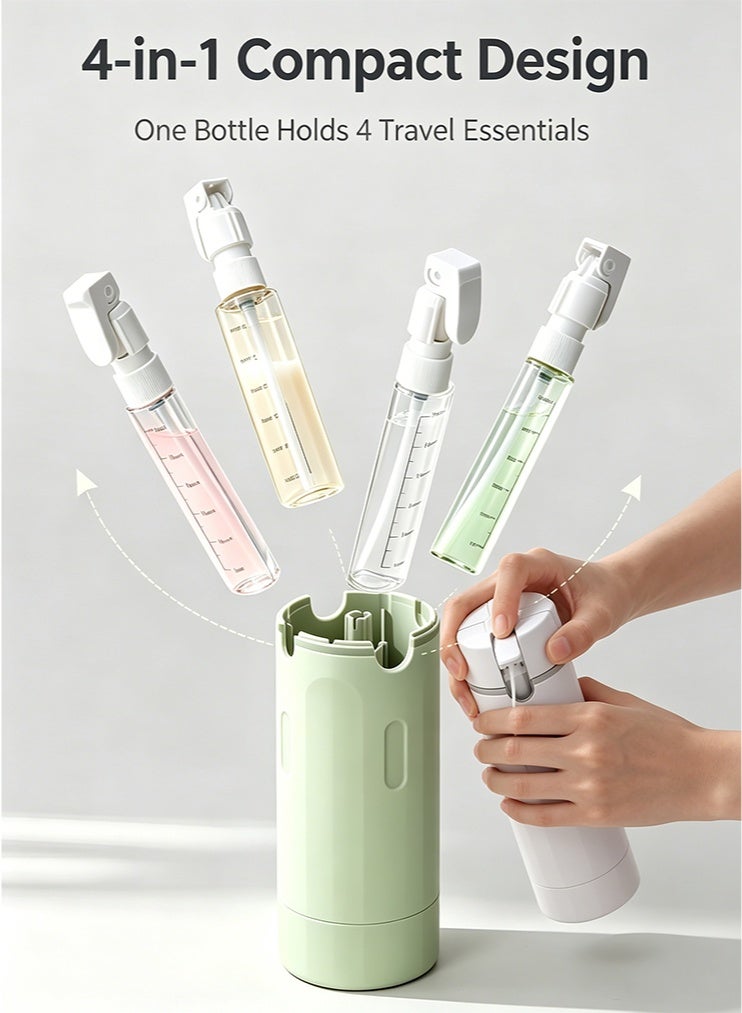 4 in 1 Travel Dispenser, Press to Dispense 30ML Leak Proof Travel Bottles for Toiletries, Portable Refillable Containers with Labels for Shampoo Lotion Conditioner Cream Carry-On Friendly - Image 2