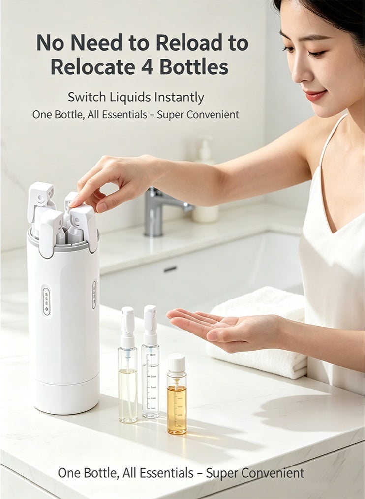 4 in 1 Travel Dispenser, Press to Dispense 30ML Leak Proof Travel Bottles for Toiletries, Portable Refillable Containers with Labels for Shampoo Lotion Conditioner Cream Carry-On Friendly - Image 5