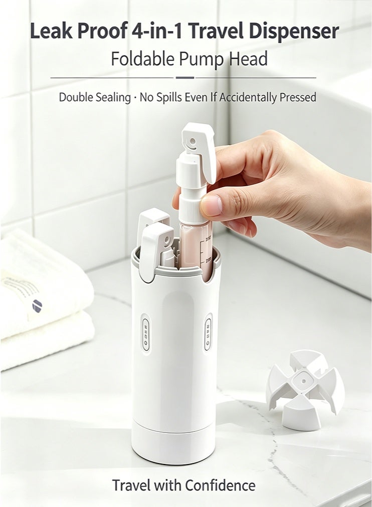 4 in 1 Travel Dispenser, Press to Dispense 30ML Leak Proof Travel Bottles for Toiletries, Portable Refillable Containers with Labels for Shampoo Lotion Conditioner Cream Carry-On Friendly - Image 4