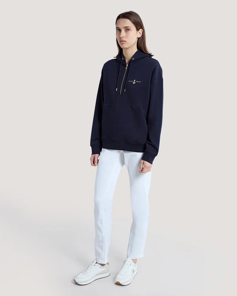 GANT Gant Embroidered Anchor Half-Zip Hoodie