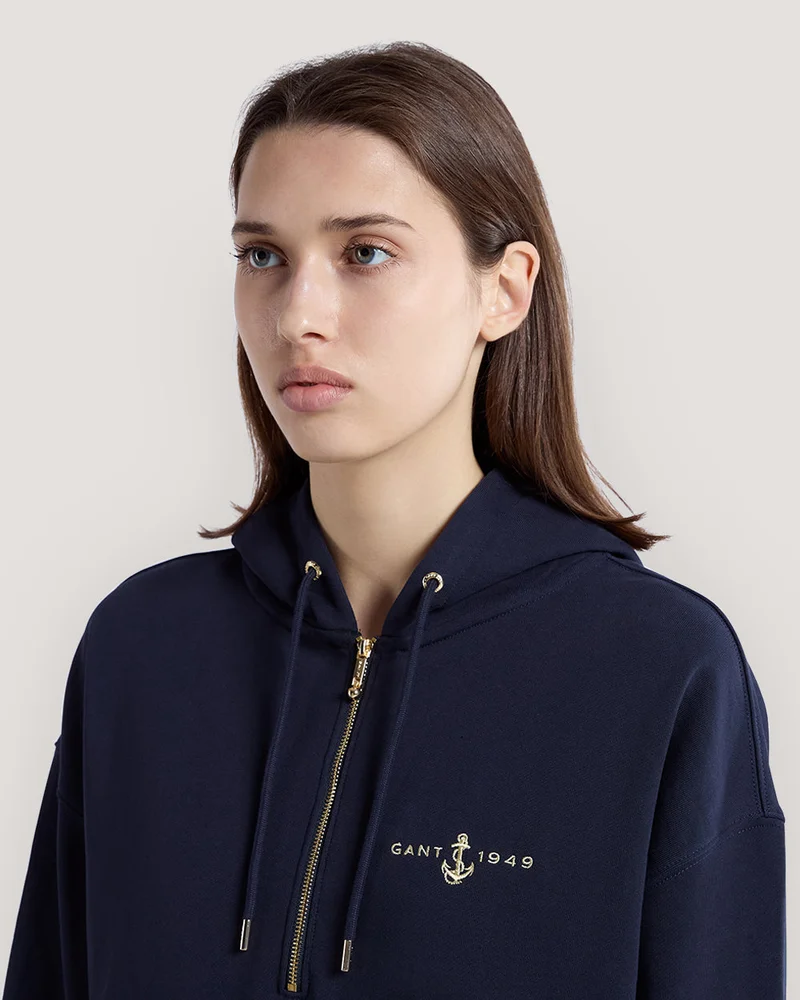 GANT Gant Embroidered Anchor Half-Zip Hoodie