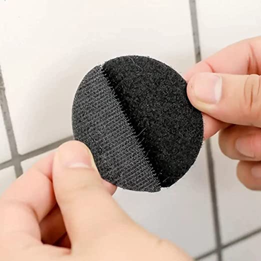 basma RP MALL 10 Set Black 2inch/5cm Multipurpose Round Self Adhesive Double Sided Non Slip Anti Curling Velvet Loop Interlocking Hook Tape Stickers for Carpets Mats Rugs Bed Sheets Pillows  - Image 1
