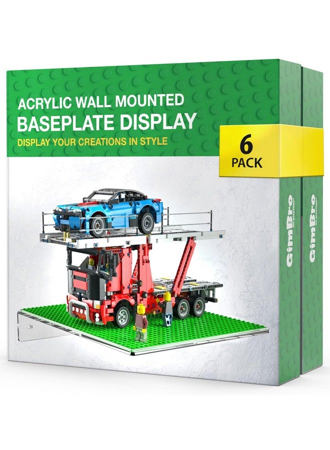 Galvanox Display Shelves for Building Bricks (Large 10" x 10") Compatible with All Toy Block Brands (6 Pack) Floating Wall Mounted Shelf with Removable Baseplate (Acrylic) - Image 2