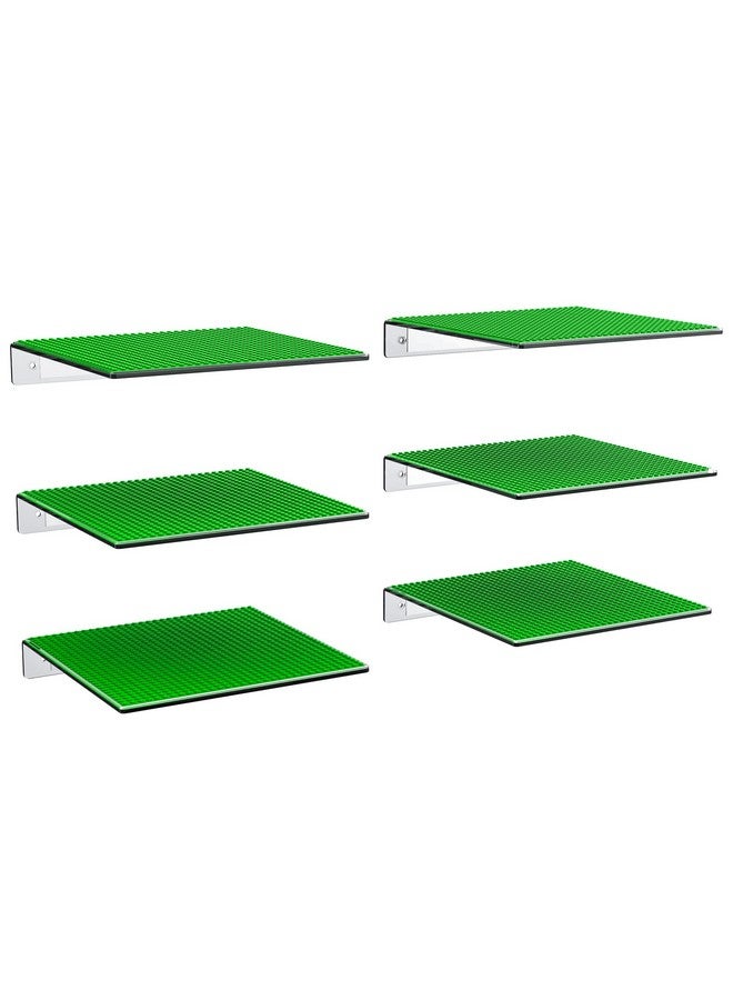 Galvanox Display Shelves for Building Bricks (Large 10" x 10") Compatible with All Toy Block Brands (6 Pack) Floating Wall Mounted Shelf with Removable Baseplate (Acrylic) - Image 1