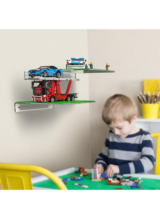 Galvanox Display Shelves for Building Bricks (Large 10" x 10") Compatible with All Toy Block Brands (6 Pack) Floating Wall Mounted Shelf with Removable Baseplate (Acrylic) - Image 5